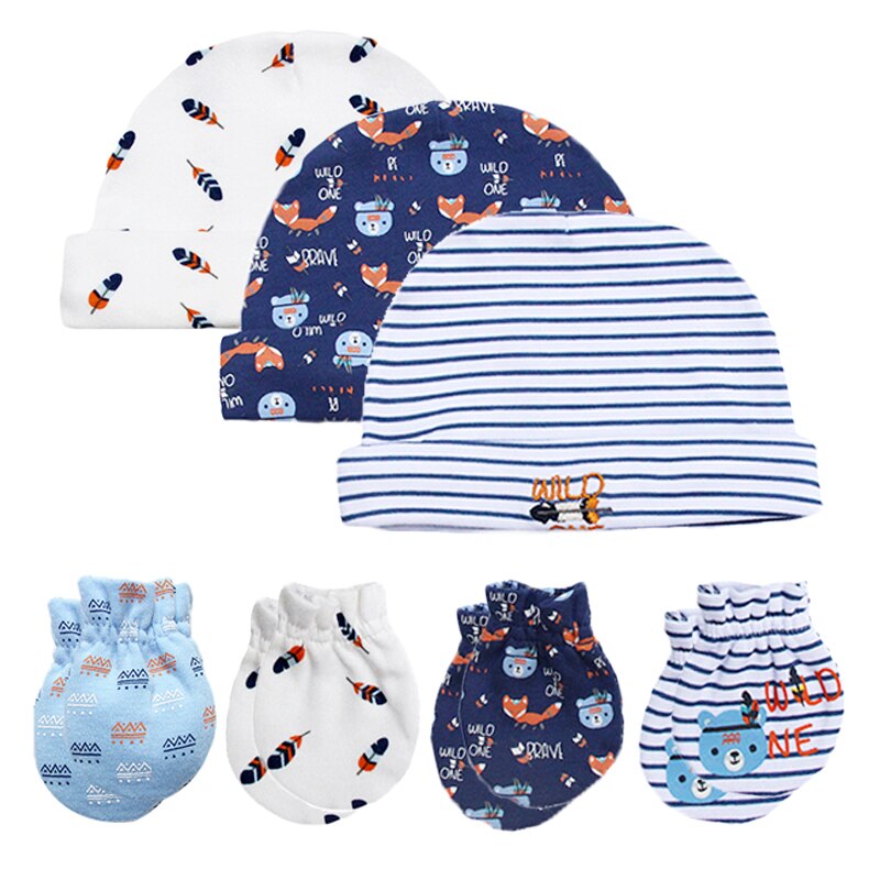 Baby Muts En Wanten Meisje Jongen Comfy Infant Cap & Handschoenen Katoen Peuter Pasgeboren Baby Accessorise Voor 0-3: Blauw