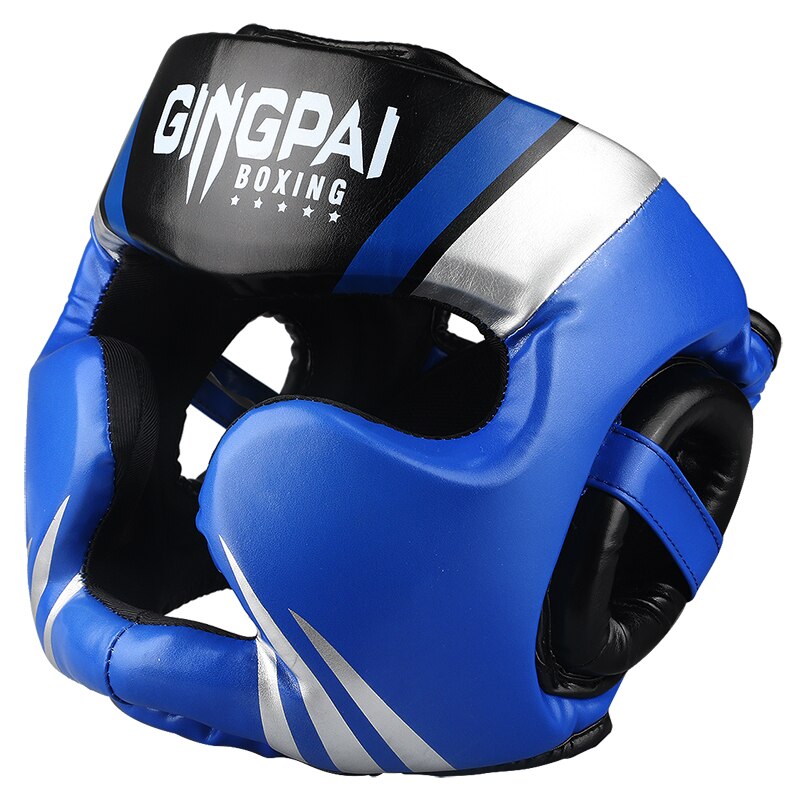 Boxing MMA safety Helmet head gear protectors adult Child training headgear Muay thai kickboxing Full-covered Helmets: dy blue / L