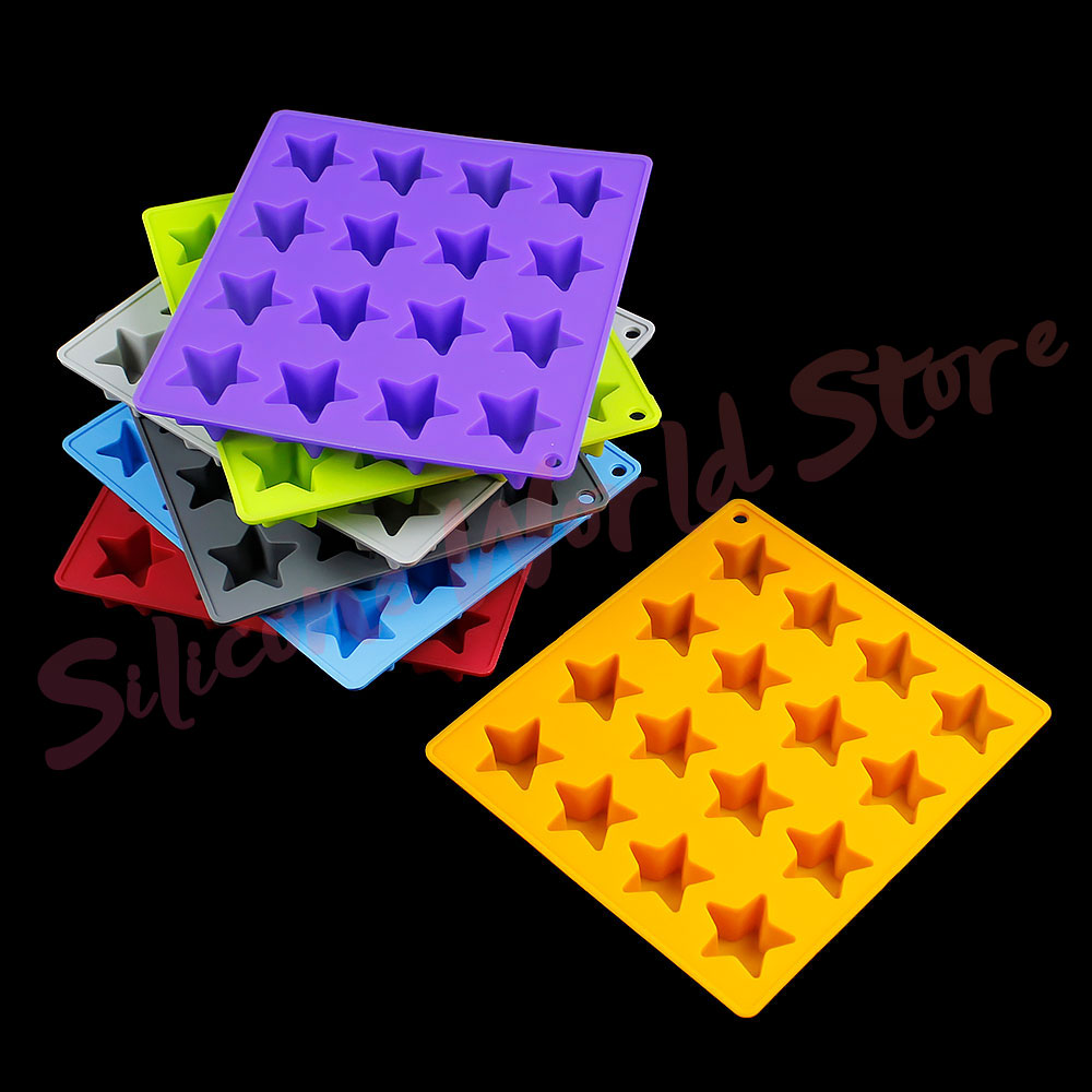 Silicone World DIY Five-pointed Star Ice Cube Silicone Molds 16 Grids Star Ice Grid Mold Ice Making Tray Chocolate Baking Tools