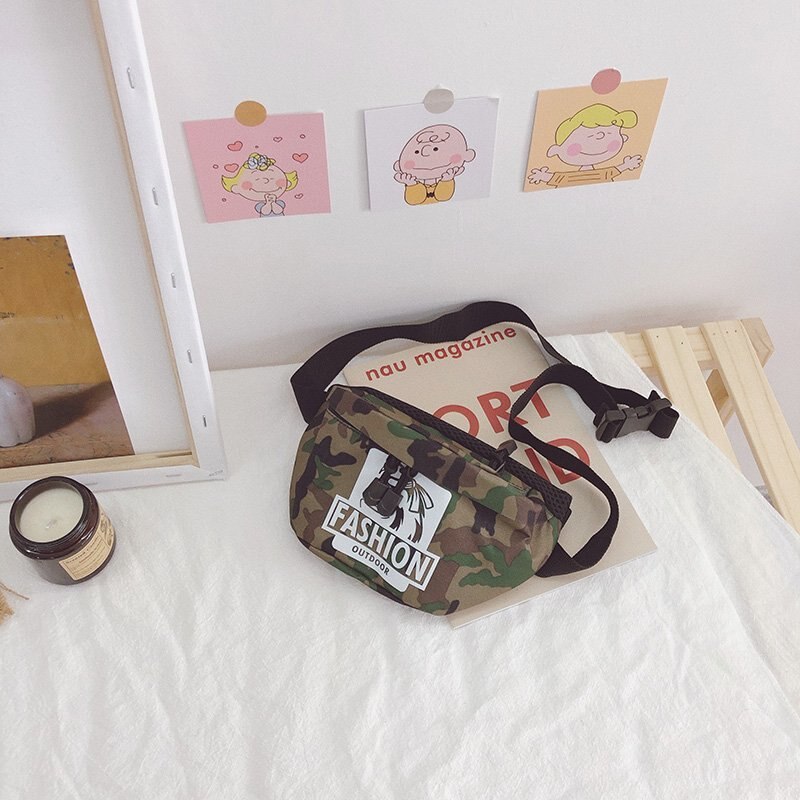 Riñonera de camuflaje para niños, Cangurera de nailon para bebés, bolso de pecho para teléfono, bolso de cintura para niños pequeños