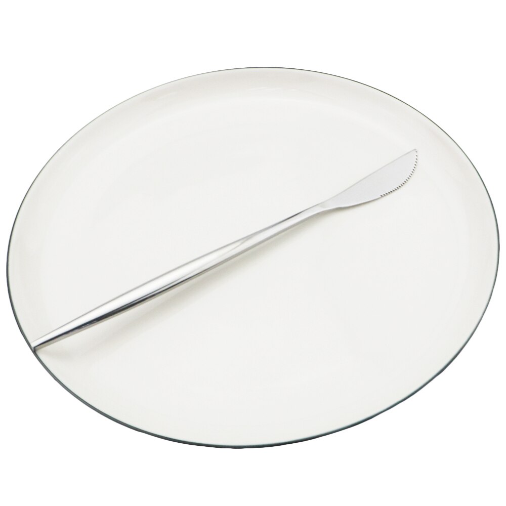 Silver Cutlery Set Stainless Steel Dinnerware Set Knife Dessert Fork Coffee Spoon Dinner Set Kitchen Tableware Silverware Set: 1Pcs Silver Knife