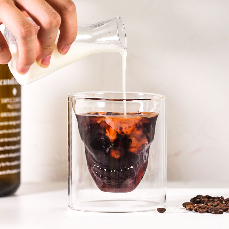 1/2/4/8 PC Skull Head Wind Glass Cup 25/75/150/250ML Double Wall Whiskey Beer Coffee Cup Espresso Wine Cups