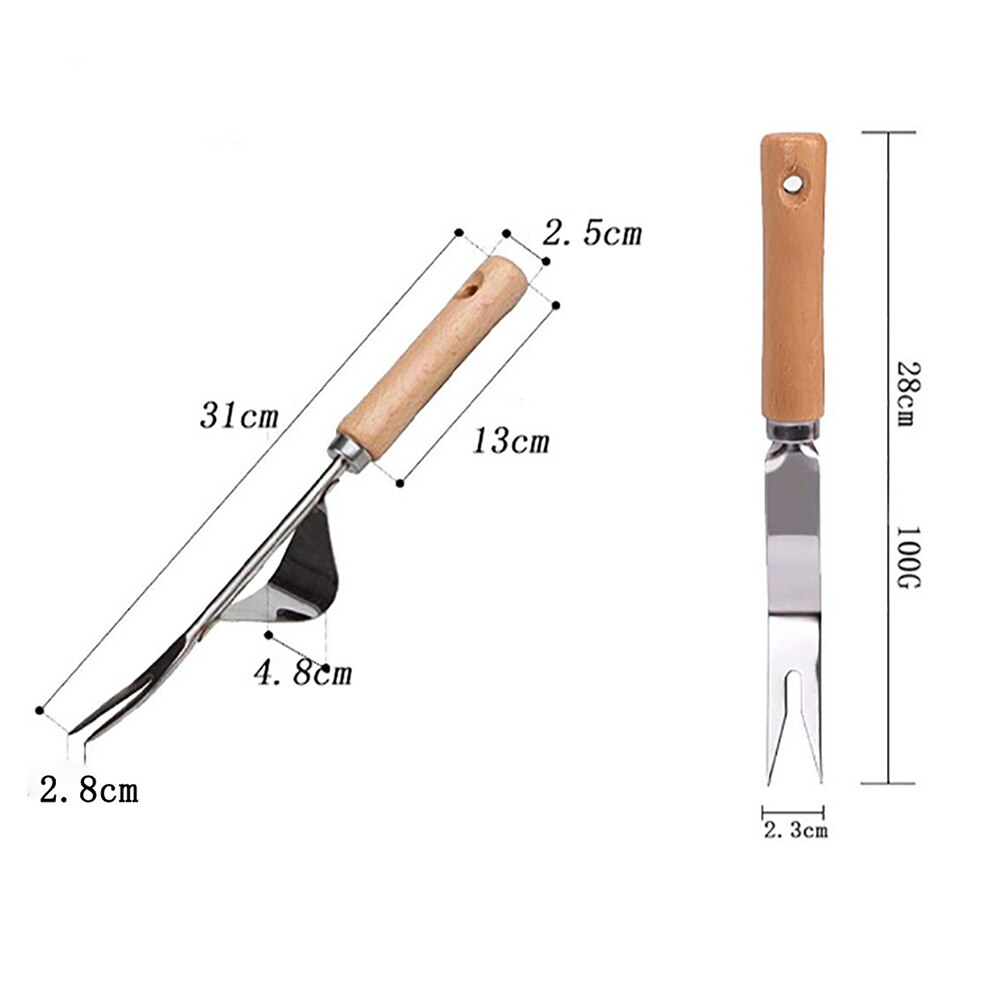 1Piece Manual Weeder Fork Stainless Steel Wood Handle Gardening Weeding Tool Garden Transplanting Digging Tools