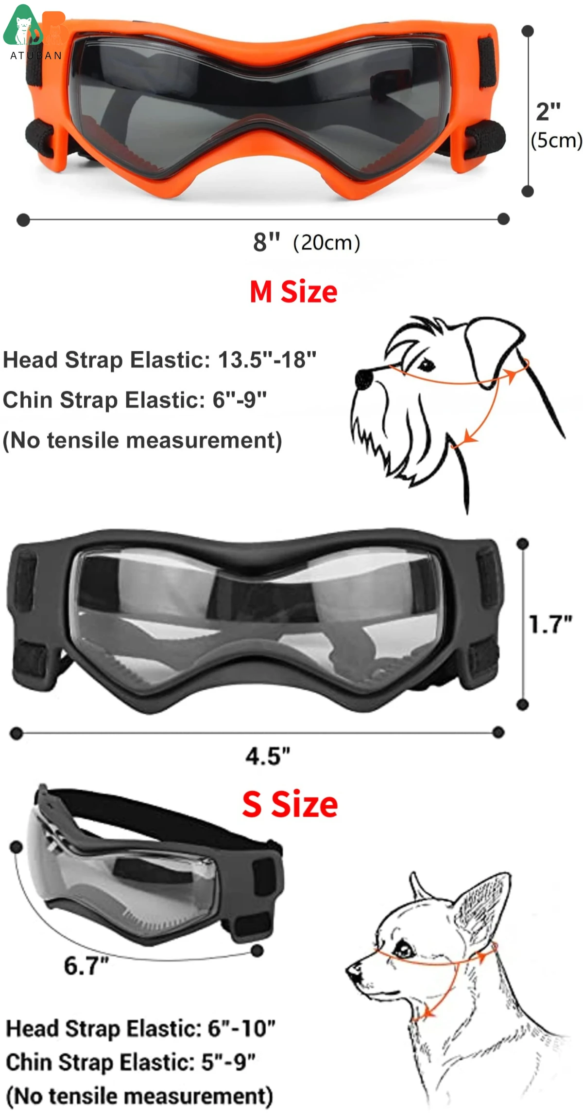 ATUBAN Casco para Perros y Gafas para Perros Pequeños-Casco para Casco de Motocicleta para Mascotas con Agujeros para las Orejas Correas Ajustables para Puppy Montar