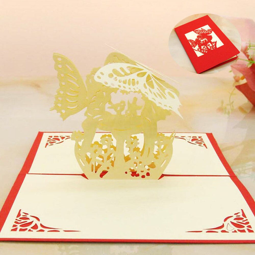 10pcs 3D Pop Up Card Birthday Valentine Handmade Greeting Cards Invitations Love: 8