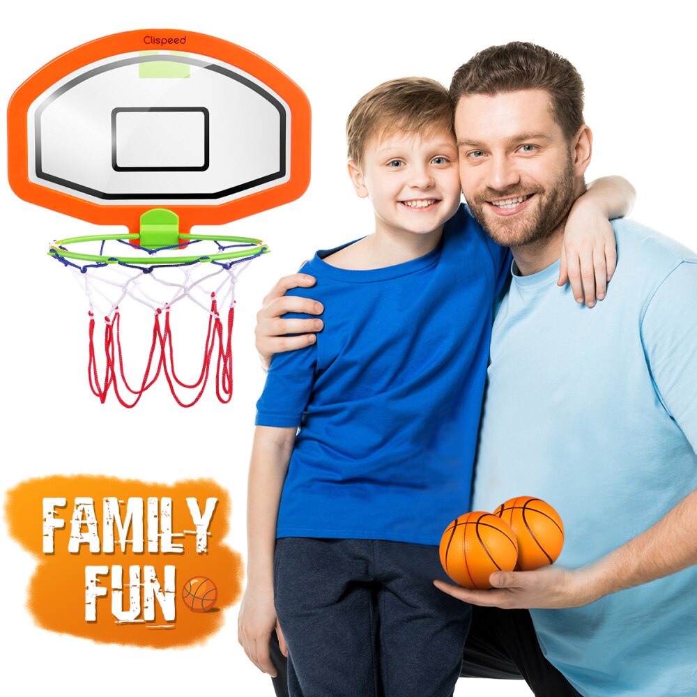 Clispeed Kids Basketball Hoop Set Cartoon Hanging Wall Mounted Mini Hoop with Net Portable Educational Indoor