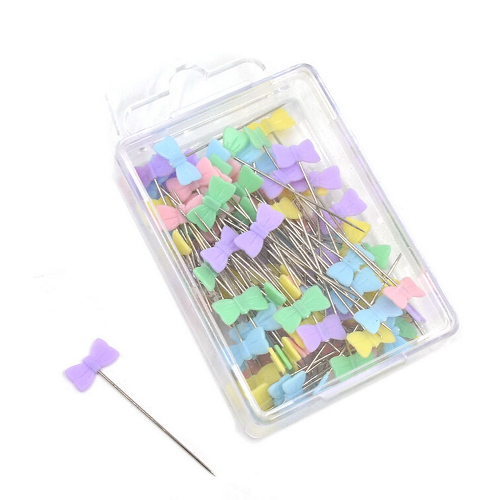 100 stk / æske dressmaking pins patchwork nål syværktøj blomst butterfly knap hoved patchwork pins tøj sy tilbehør: Binde