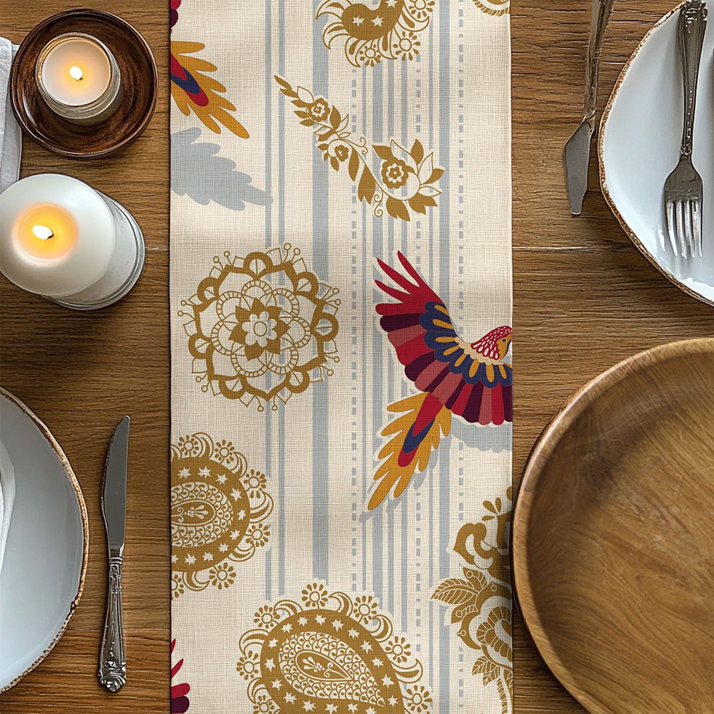 Bordlöpare med mandalamönster, indisk boho-dekor i paisley-stil, för kök och inomhusfester