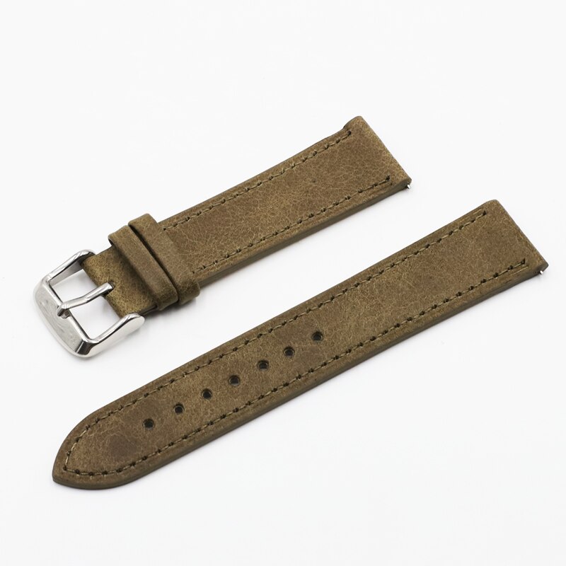 Retro Watch Strap Band 18mm 20mm 22mm 24mm Leather Watchbands Gray Black Brown Blue for Men Watch Accessories: green / 19mm