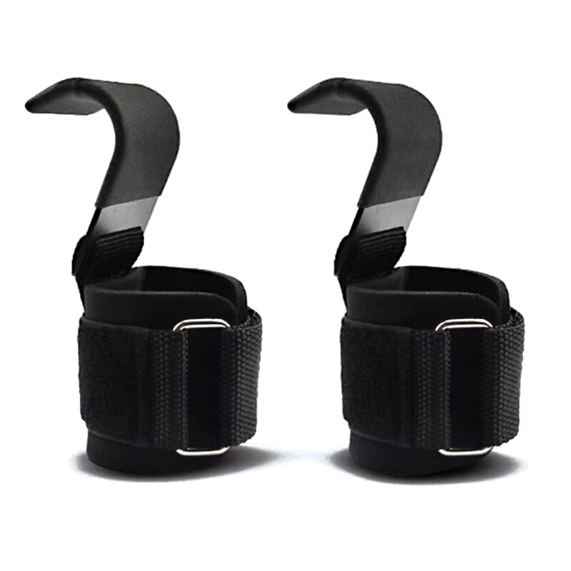 2 st styrketräningskrok handstång handledsremmar handske tyngdlyftning styrketräning gym fitness krok styrketräning handskar: Svart