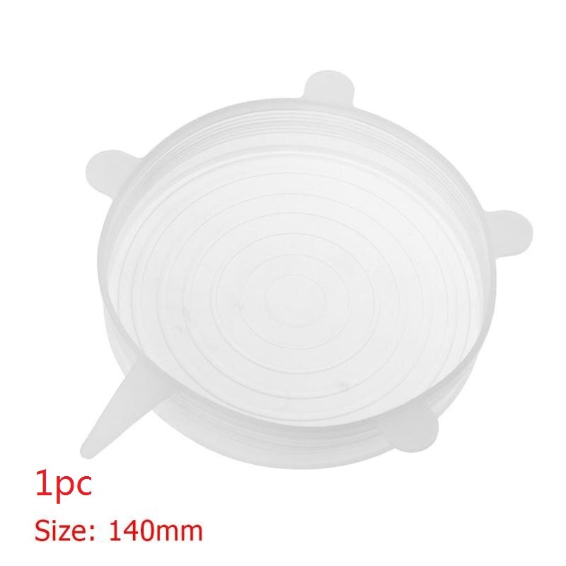1-6 Pcs/Set Reusable Silicone Food Wrap Stretch Vacuum Seal Cover Saran Wrap Kitchen Organization Food Fresh Keeping Sealed lids: 1pc White 14CM