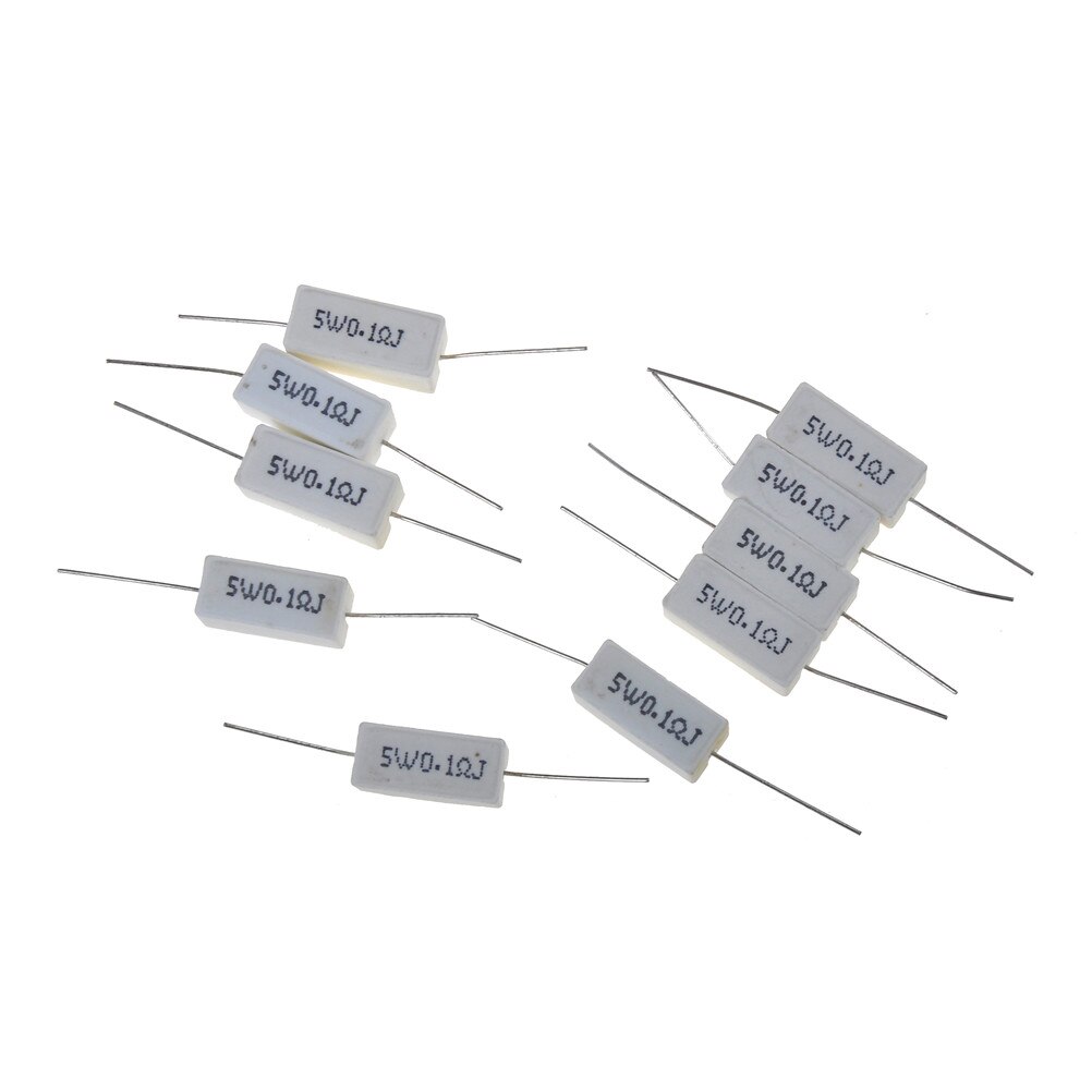 10 stuks/partij 21.9mm * 10.3mm * 9.08mm 5w 5% 0.1r j 0.1 keramische ohm cement vermogensweerstand goed