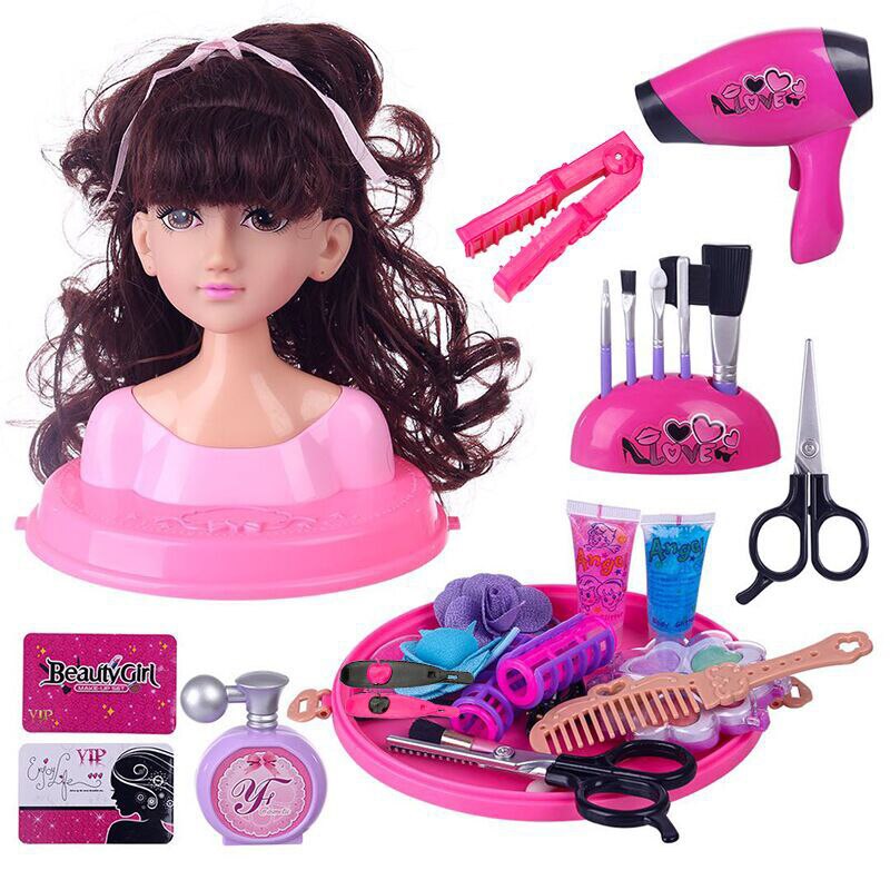 Busto de muñeca para niños, juguete de peluquería, modelo de simulación trenzado, maquillaje de peluquería, casa de juegos para niña, juguetes para niños