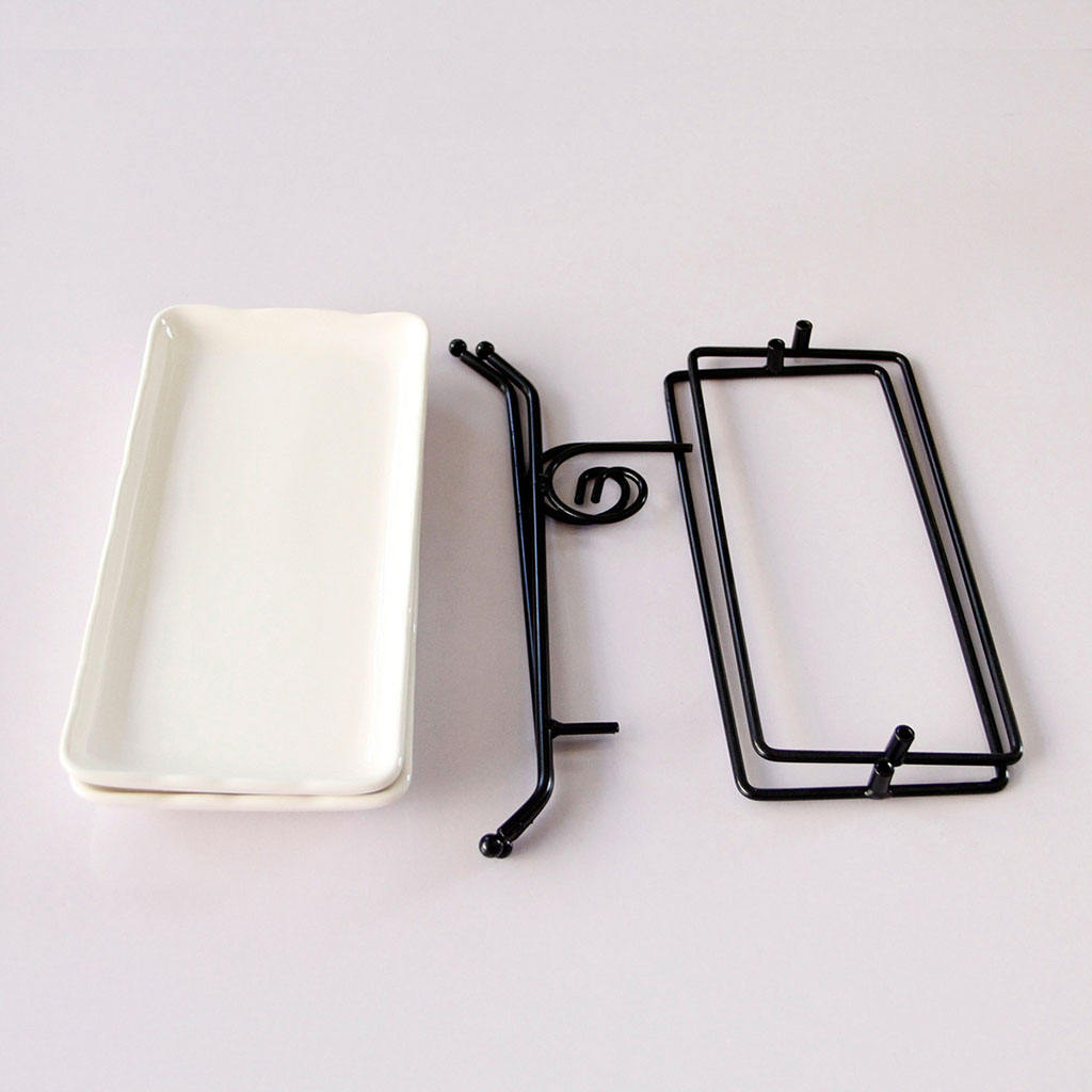 2 Tier Serving Stand Serving Platter Set with 2 Porcelain Serving Platters Buffet Serving Tray for Party Cake Food