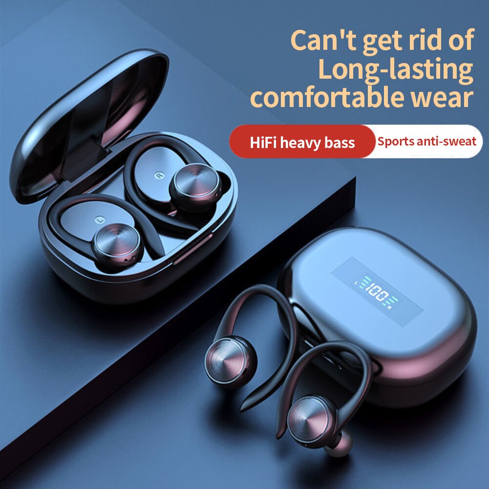 Auriculares inalámbricos R200/J92, audífonos con ganchos para las orejas impermeables IPX5, audífonos deportivos compatibles con Bluetooth, audífonos de música estéreo HiFi con micrófono