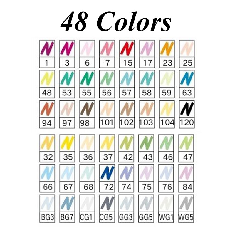 Copic Markers Sketch Painted 60 Colors Twin Brush Finecolour Touch Manga Drawing Alcohol Oily Double-End Dot Pen Bookmark Art