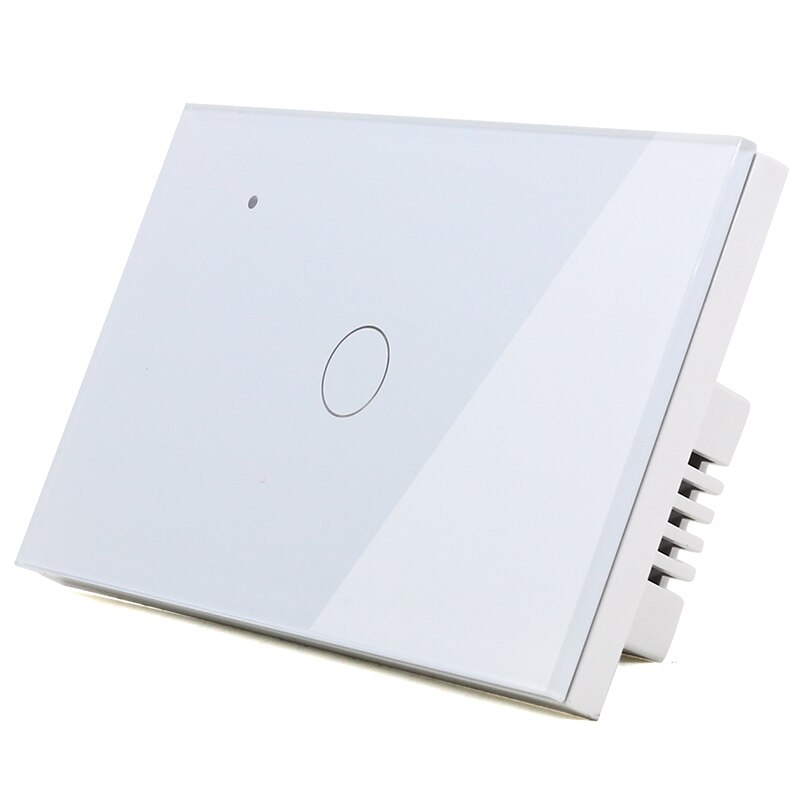WIFI Touch Light Wall Switch White Glass Panel Blue LED EU & UK Universal Smart Home Phone Control 4 Gang 2 Way Round relay: US1GangWhiteR