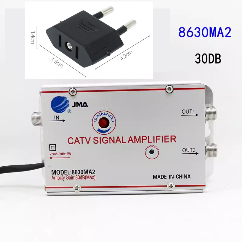 Ac 220V 4 Way Catv Kabel Tv Splitter Versterker 30db Digitale Tv Antenne Signaalbooster Home Tv Apparatuur 45Mhz Naar 860Mhz Us Plug: green