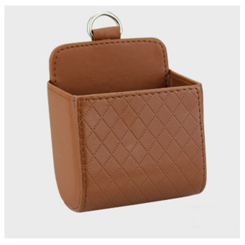 Pu Leer Auto Vent Outlet Vuilnis Doos Auto Mobiele Telefoon Houder Opbergtas Organizer Auto Opknoping Box Auto Styling Tas: Kaki