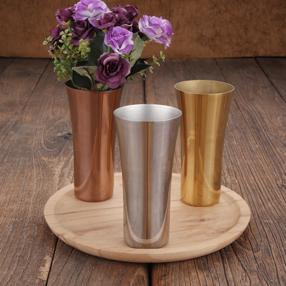 304 Stainless Steel Vase Coated Flower Holder with Mirror Polished Surface and Wire Drawing Inside(Silver)