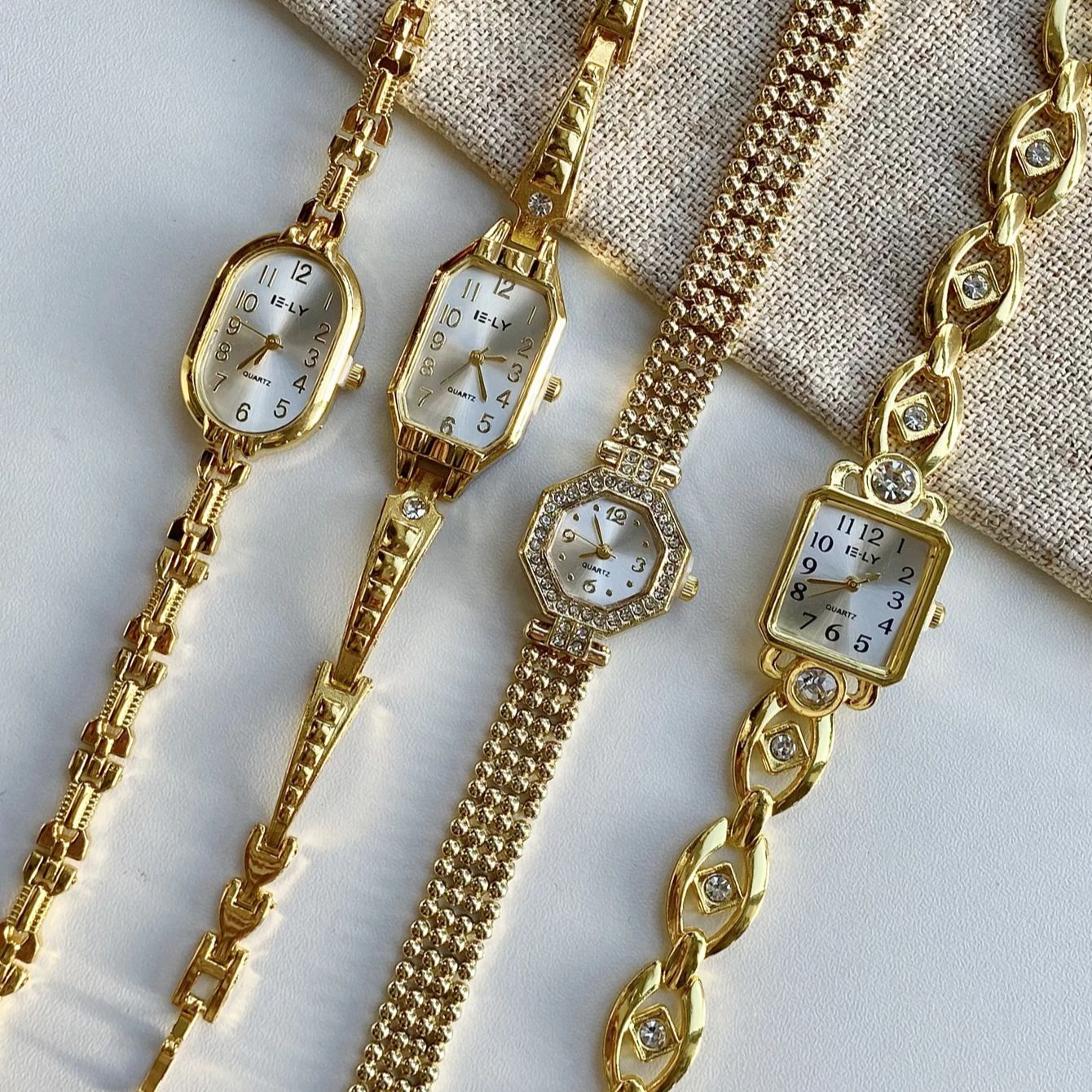 Gouden digitale wijzerplaat modehorloge luxe zirkoon retro-stijl horloge geschikt voor dagelijks veelzijdig verjaardagsfeestje