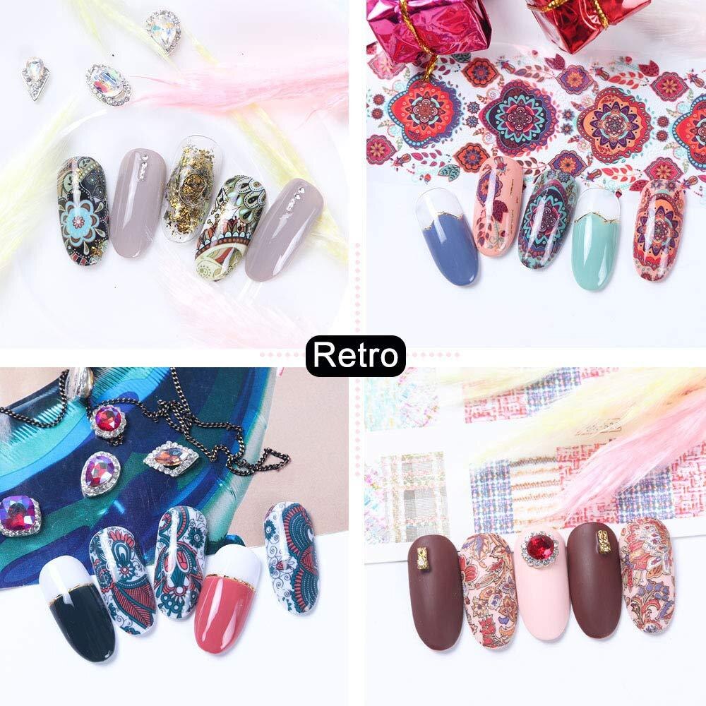 50Pcs Nail Stickers Manicure Bloem Luipaard Print Retro Solid Sliders Voor Nagels Inscripties Nail Art Decoratie Sticker Tips