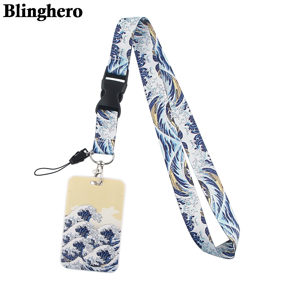 CB342 Wave Lanyard Neck Strap Art Olieverf Lanyards Bus Id Naam Werkkaart Badge Houder Accessoires Decoratie