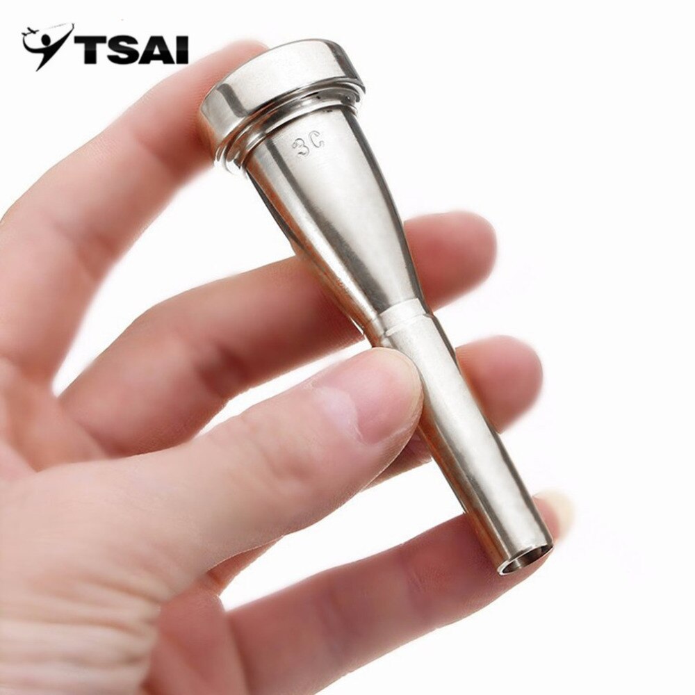 Boquilla de trompeta, tamaño moscada 3C, para principiantes de Bach, accesorios musicales de trompeta, piezas prácticas de oro y plata
