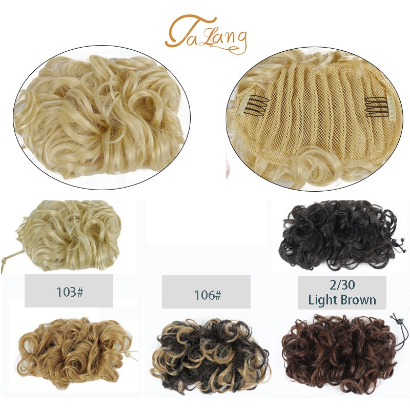 TALANG 2 Plastic Comb Clip In Curly Synthetic Hair Pieces Chignon Updo Cover Hairpiece Extension Hair Bun Hair Accessories