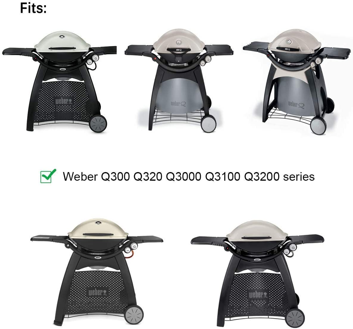 65032 grillbrændere til weber  q300/q3000/q320/q3200 gasgriller 304 grillbrænderrørsæt i rustfrit stål, erstatning for 60036