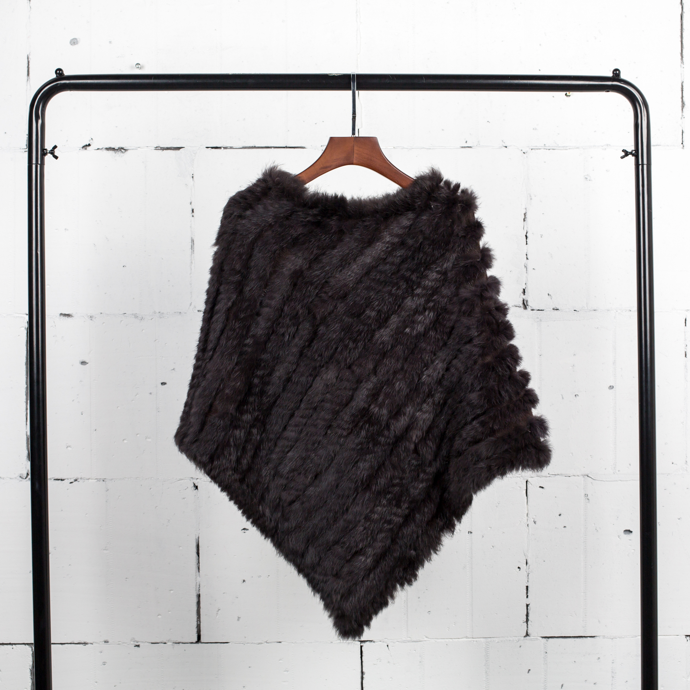 Femmes tricot fourrure de lapin châle Poncho Cape Robe Tippet Wrap femme fille manteau Jakcet CK701