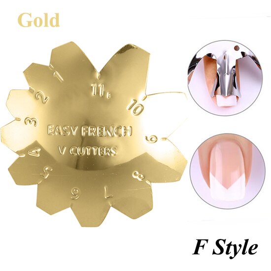 Facile français sourire Cutter ligne Nail Art bord métal tondeuses pochoir ongles formes Clipper manucure modèle outils accessoires TR1834: F Gold