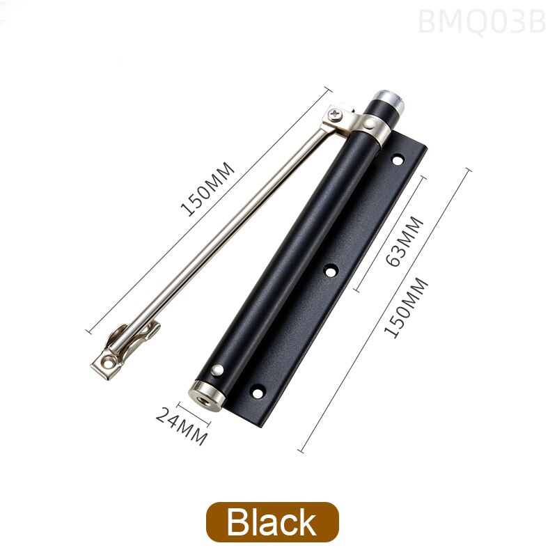 Ferme-porte Invisible à Force réglable, ferme-porte automatique pour la salle de la maison, tampon de fermeture Invisible, noir, blanc, or,: Style 3 Black