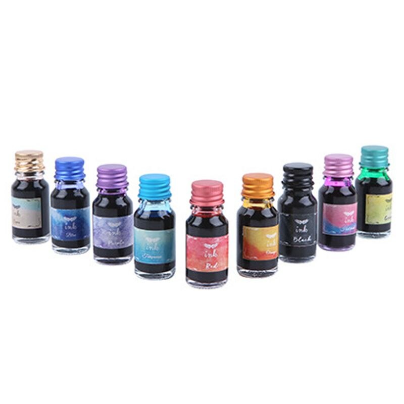 10Pcs 10ml Colorful Fountain Pen Ink Refilling Inks Stationery School Supplies M17F
