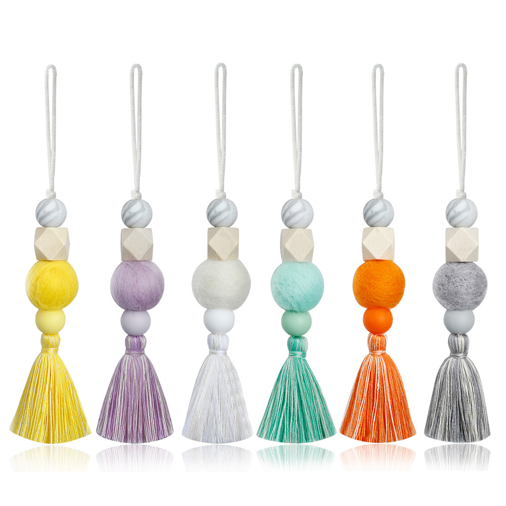 Auto Parfum Decoratie Luchtverfrisser Aromatherapie Hanger Hangende Ornamenten Houten Kraal Vilt Bal Parfum Auto Accessoires