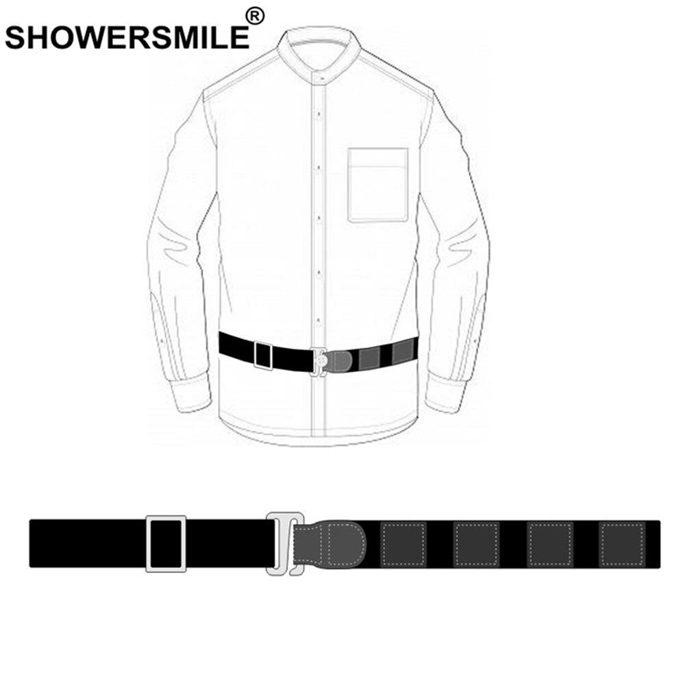 SHOWERSMILE Shirt Tuck Belt Leather Adult Shirt Belt Men Adjustable Formal Work Interview Women Shirt Suspenders Black Unisex