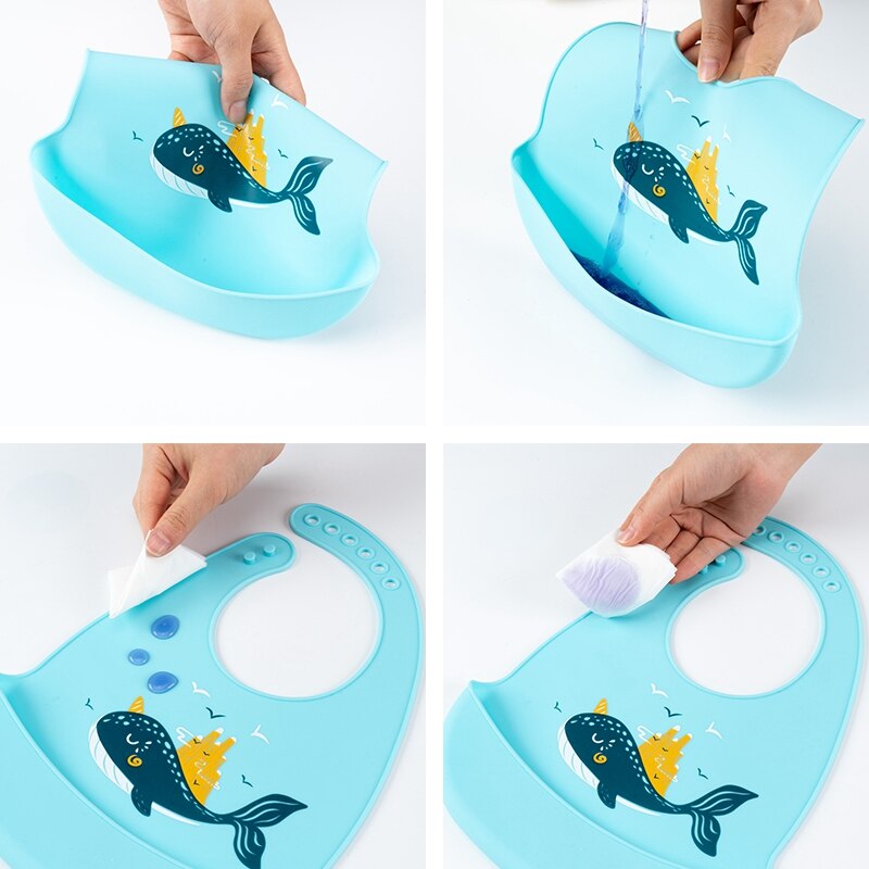 Children's cartoon silicone bib bib silicone saliva bag baby eating waterproof bib cartoon