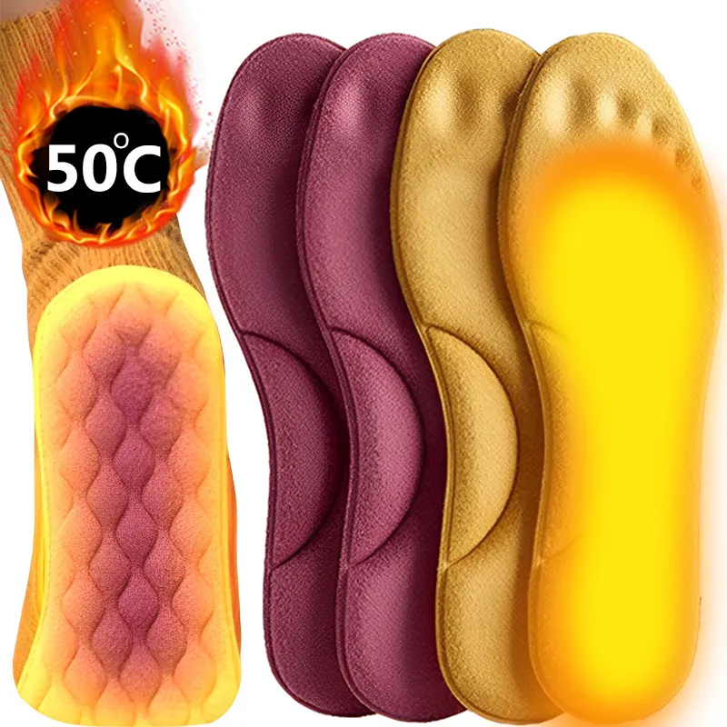 2 paires de semelles intérieures auto-chauffantes, thermiques thermostatiques, Massage en mousse à mémoire de forme, Support de voûte plantaire, coussinets chauffants pour hommes et femmes, hiver