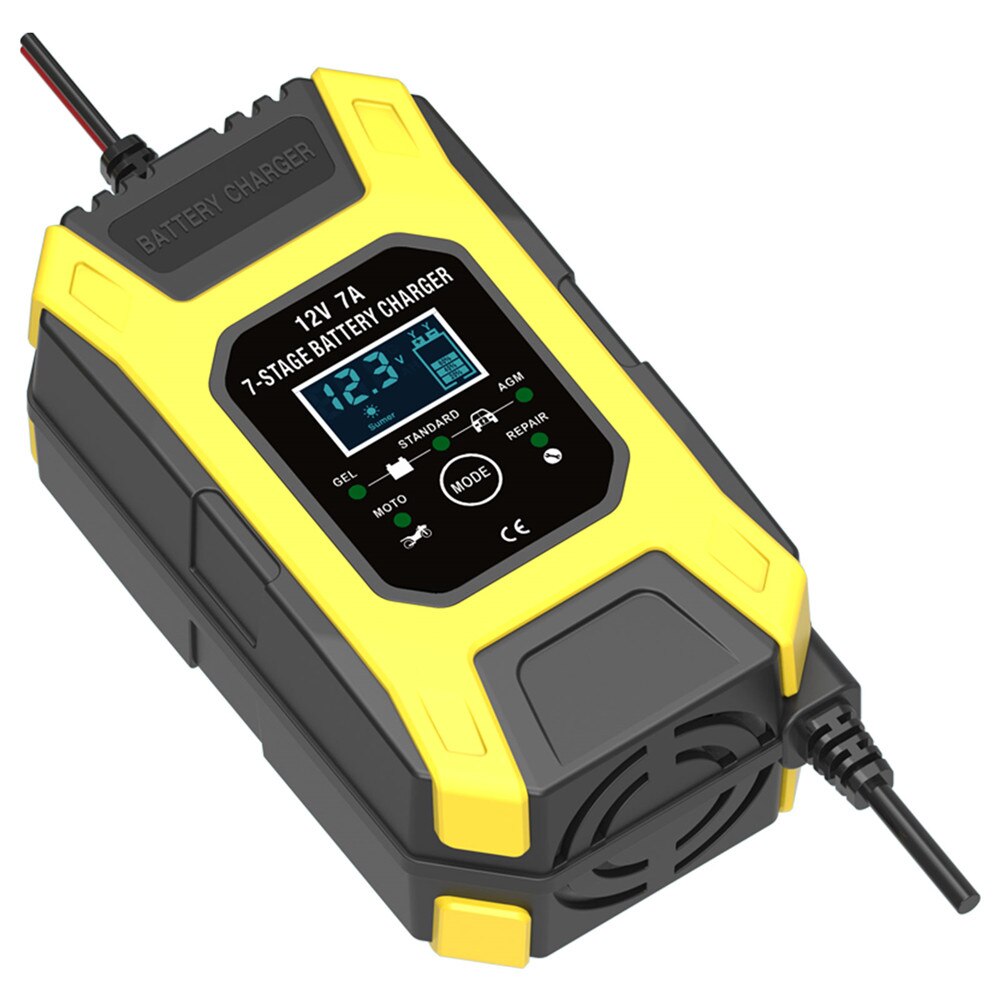 12V 7A Pulse Battery Charger Digital LCD Display Motorcycle Car Battery Charger AGM GEL WET Lead Acid Smart Fast Battery Charger