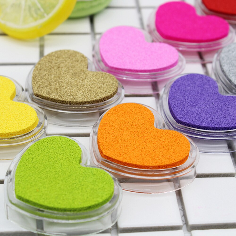 Stationary Set Craft Finger Ink Pad Candy Colors Heart-Shaped Fingerprint Inkpad for DIY Scrapbooking Rubber Card Making