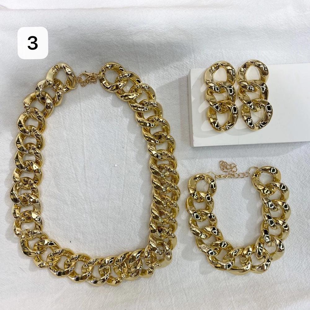 Dames retro gouden dikke kettingset van 3 #39 hiphop punk straatstijl sieraden korte ketting