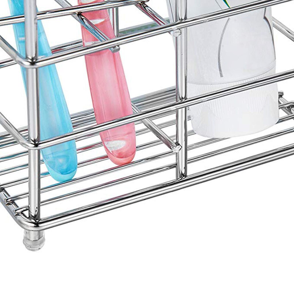 Toothbrush Holder Stainless Steel Multifunction Practical Bathroom Toothpaste Holder Stand Vertical Toothbrush Holder Storage