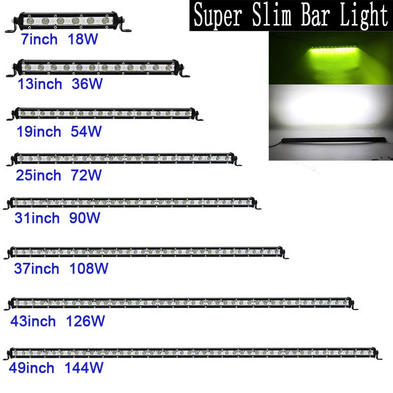 Super Slim Mini Wit/Geel Met Cree Led Light Bar Offroad Spot Flood Combo Beam Led Verlichting Rijden lamp Voor Truck Suv Atv