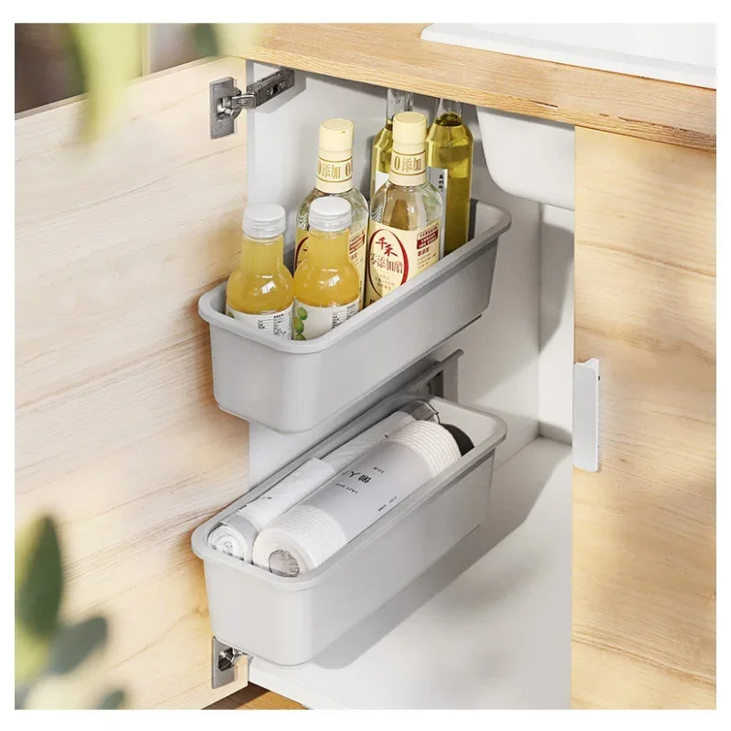 Kitchen Wall-mounted Under Sink Storage Rack Spice Bottle Holder Drawer Shelf Pull Out Cabinet Basket Organizer Bathroom Shelf: PURPLE