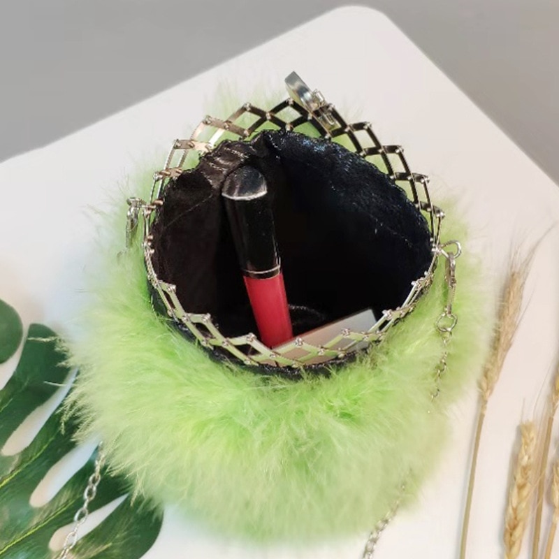 Imiteret pels små tasker populær trend koreansk wild messenger bag bucket bag blød plys skuldertaske