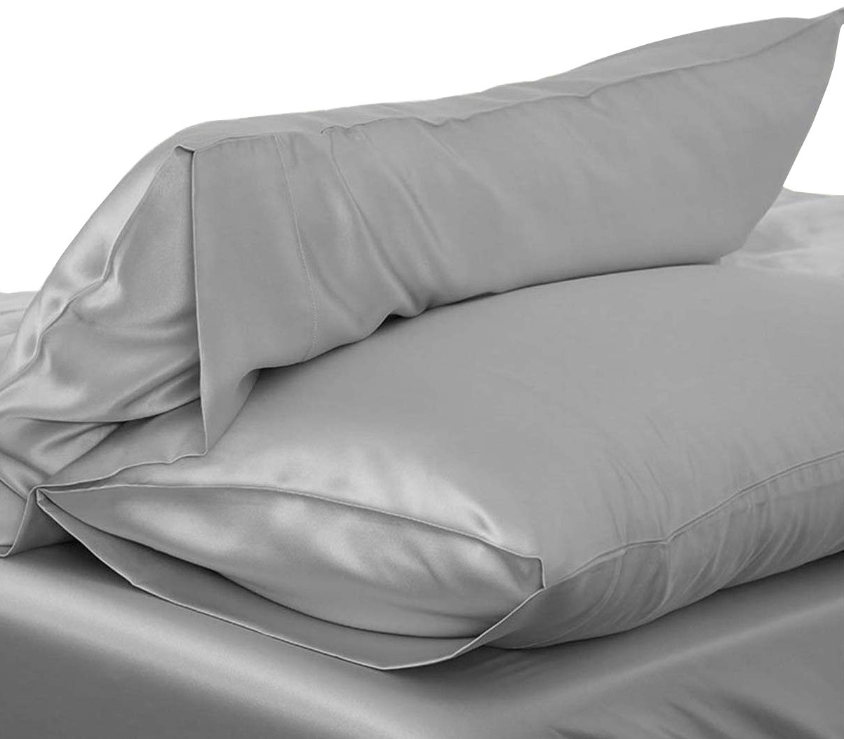1pc 51*76cm luksus silkeagtig satin pudebetræk pudebetræk ensfarvet standard pudebetræk pudebetræk baby sengetøj: Sølv