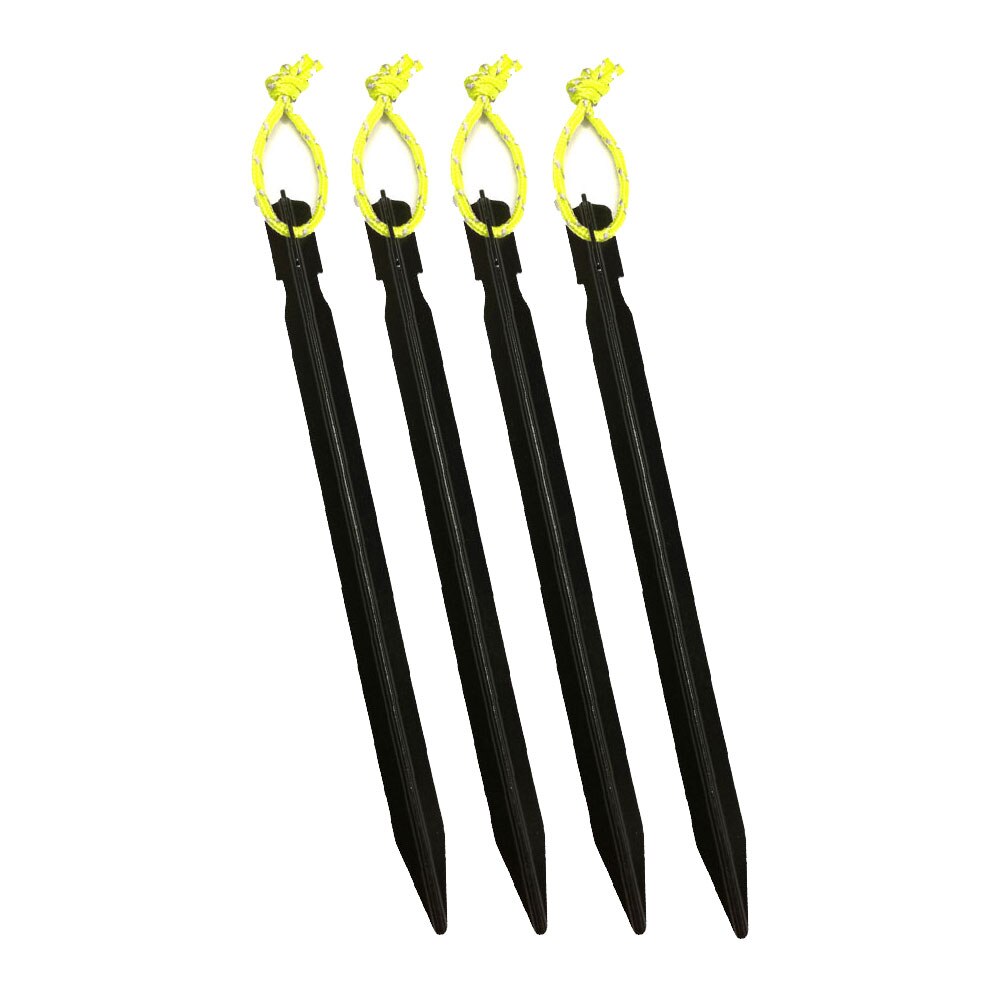 18cm Aluminument Tent Pegs Nails with Rope Stake Camping Hiking Equipment Outdoor Traveling Tent Sand Ground Accessories: Black 4 pieces