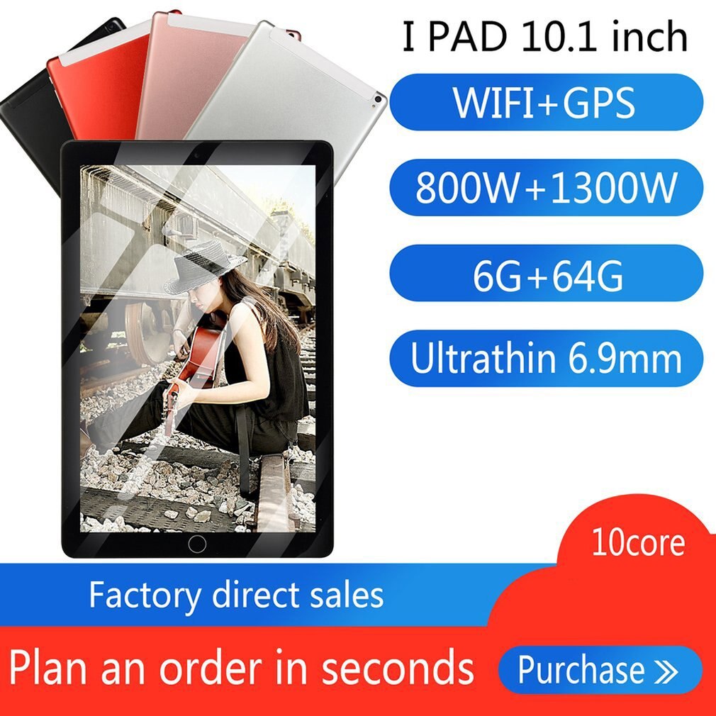 10.1 Inch Android Tablets Pc 3G Core 6Gb+64Gb Mobile Sim Card Phone Call Lcd Display Computer Tablet Pc