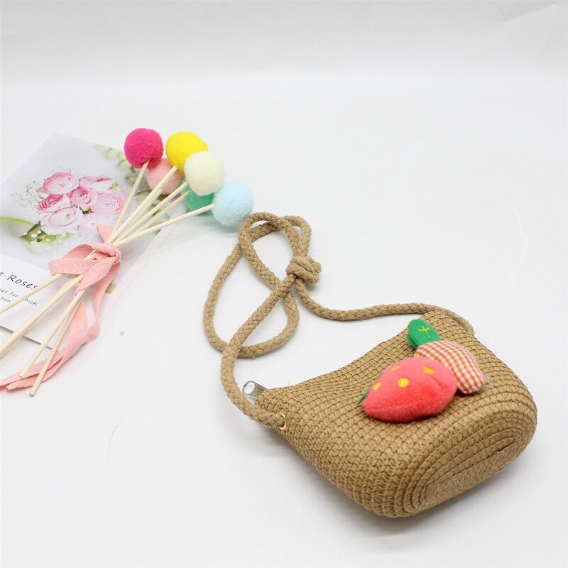 Handgemachte Sommer Kinder Mädchen Schulter Tasche Daisy Blume Stroh Umhängetasche Kinder Schlüssel Geldbörse Nette Prinzessin Mini Handtasche: Style 8