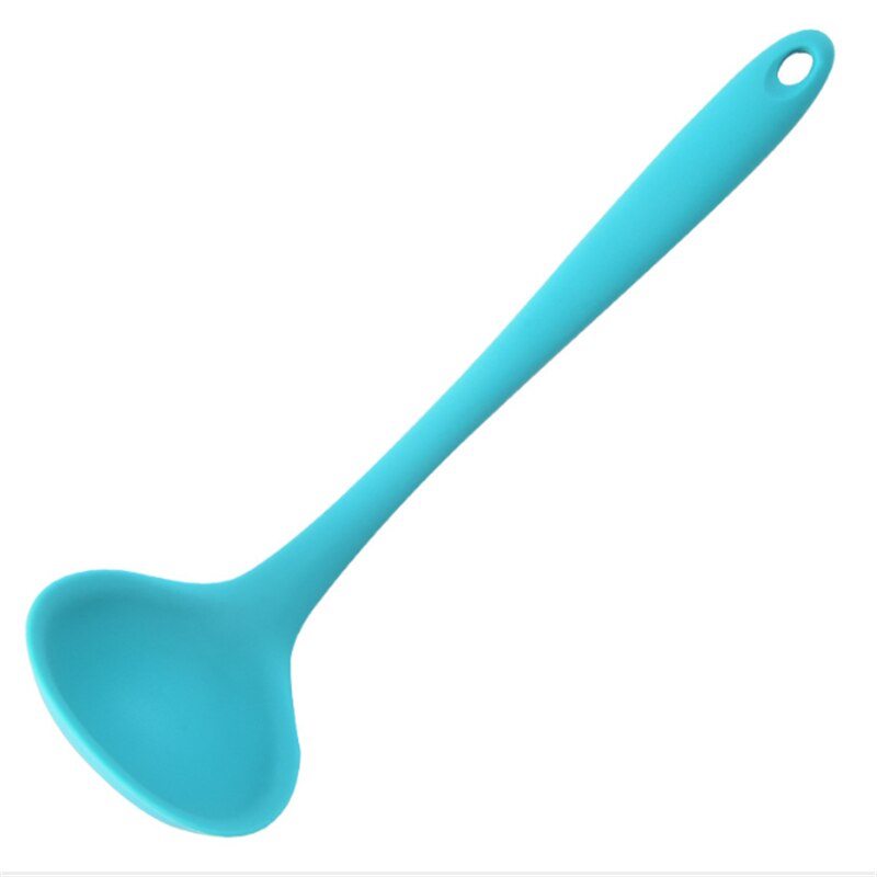 Cuchara sopera de silicona para cocina, utensilios de cocina antiescaldadura, cuchara, utensilios de cocina, forma de platos de cocina, 7z: Azul